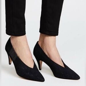 Free People Florence Glitter Suede Heels – Size 5.5 (US) – Vintage Sparkle